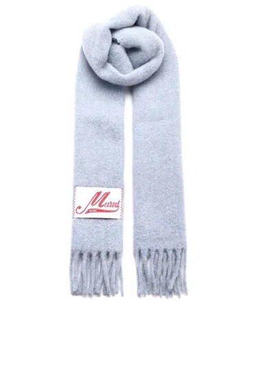 MARNI BRUSHED ALPACA SCARF IN LIGHT BLUE