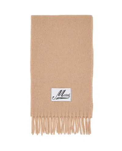 Marni Brushed Alpaca Scarf In Beige