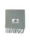 Marni Brushed Alpaca Scarf With Fringed Ends In Gray