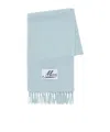 Marni Light Blue Brushed Alpaca Scarf With Fringes In Blue