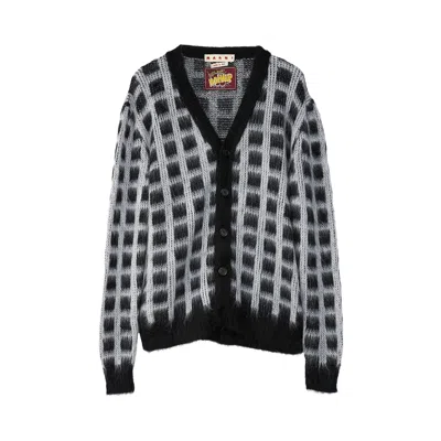 Pre-owned Marni Brushed Check Cardigan 'black'