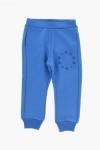 Marni Brushed Cotton Joggers With Embossed Logo In Blue