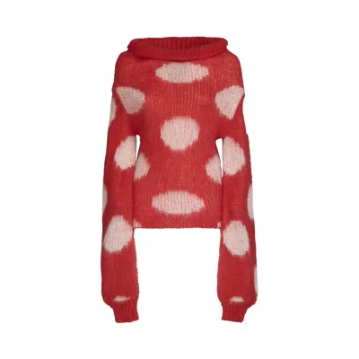 Pre-owned Marni Brushed Dot Sweater 'tulip' | Red | Women's Size 40
