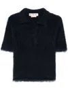 Marni Fuzzy Short Sleeve Sweater In Blue