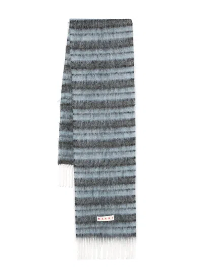 Marni Brushed-finish Scarf In Stb25 Leaden Blue