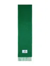 Marni Logo Patch Fringed Scarf In Green