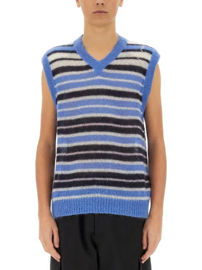 Marni Brushed Mohair Stripe Gilet In Multi