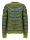 Marni Mens Acid Fuzzy Wuzzy Striped Wool-blend Jumper In Green