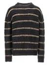 Marni Brushed Mohair Sweater With Multicolor Gauze Stripe Pattern In Gold