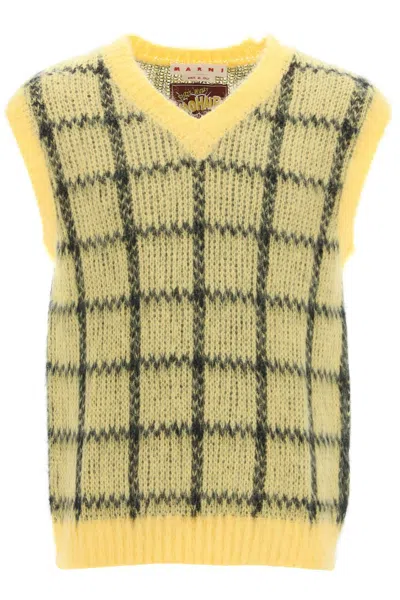 MARNI MARNI BRUSHED MOHAIR VEST WITH CHECK MOTIF