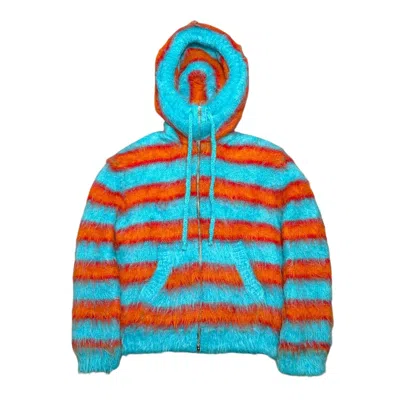 Pre-owned Marni Brushed Mohair Zip Up Hooded Sweatshirt Blue Multi