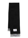 Marni Womens Blublack Brand-tab Fringed-hem Alpaca-blend Scarf In Black