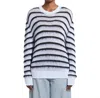 Marni Striped Open-knit Jumper In Blue
