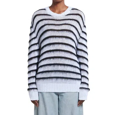 Marni Striped Open-knit Jumper In Blue