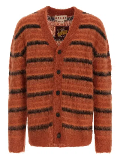 MARNI BRUSHED STRIPED CARDIGAN