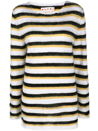 Marni Brushed Striped Jumper In White