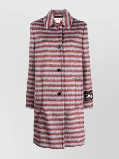 Marni Brushed Striped Single-breasted Coat In Multi