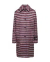 Marni Brushed Striped Single-breasted Coat In Red