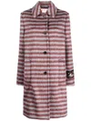 Marni Brushed Striped Single-breasted Coat In Vino