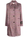 Marni Brushed Striped Single-breasted Coat In Vino