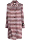 Marni Brushed Striped Single-breasted Coat In Vino