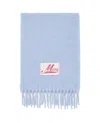 Marni Brushed Texture Light Blue Scarf With Fringed Edges In Blue