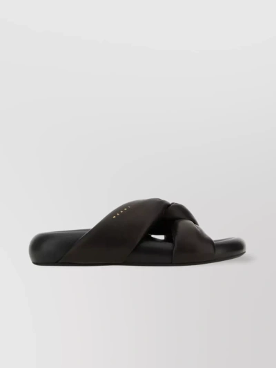 MARNI BUBBLE DETAIL LEATHER SLIPPERS