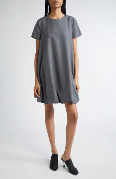 Marni Bubble Hem Virgin Wool Minidress In Graphite/black