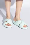 Marni Leather Padded Sliders With Chunky Sole In Light Blue