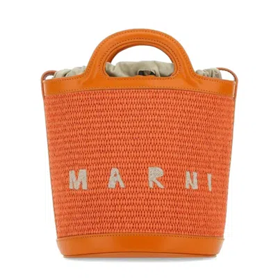 Marni Logo Embroidered Bucket Bag In 00r17