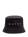 Marni Front Contrast Cotton Bucket Hat Stitched Brim In Black