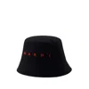 Marni Black Embroidered Logo Bucket Hat In Black
