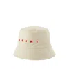 Marni Logo-embroidered Bucket Hat In Neutrals