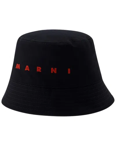 Marni Embroidered Logo Bucket Hat In Black