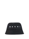 Marni Cotton Bucket Hat Monochrome Pattern In Black