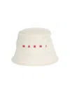 Marni Logo-embroidered Bucket Hat In White
