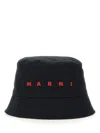 Marni Front Contrast Cotton Bucket Hat Stitched Brim In Black