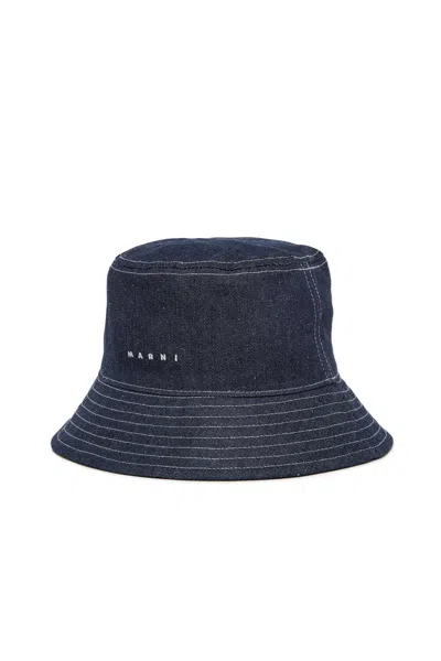 Marni Bucket Hat With Logo In Blue