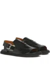Marni Buckle-detail Leather Sandals In Black