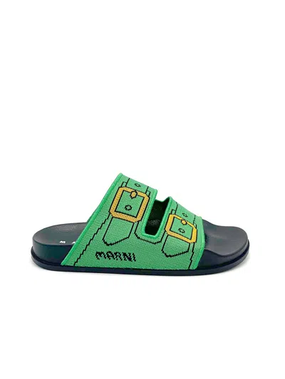 Marni Knit Printed Buckle Slides