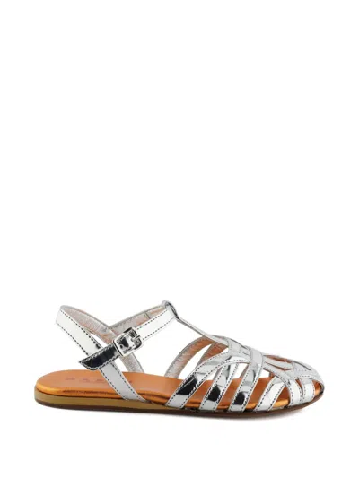 Marni Buckle Strappy Sandals In Silver