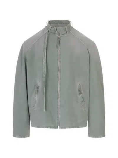 Marni Buckle-collar Raglan-sleeve Jacket In Gray