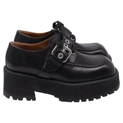 Marni Buckled Platform Derby Shoes In Black Leather