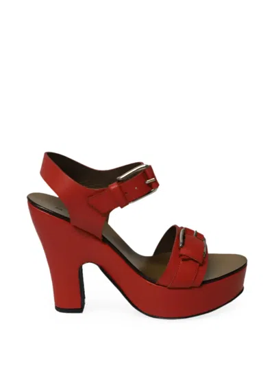 Pre-owned Marni Buckled Platform Sandals In Orange