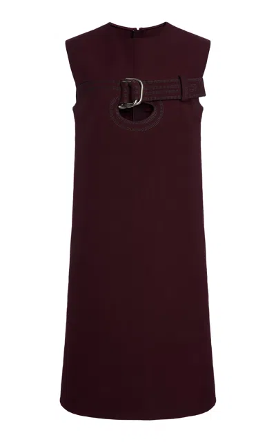 Marni Buckle-detail Cotton-blend Midi Dress In Burgundy