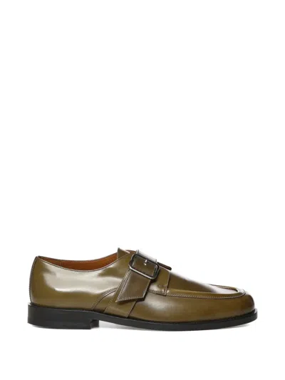 Marni Buckle-fastening Leather Loafers In Green