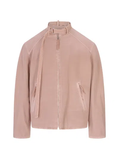 Marni Buckle-fastening Mock-neck Jacket In Brown