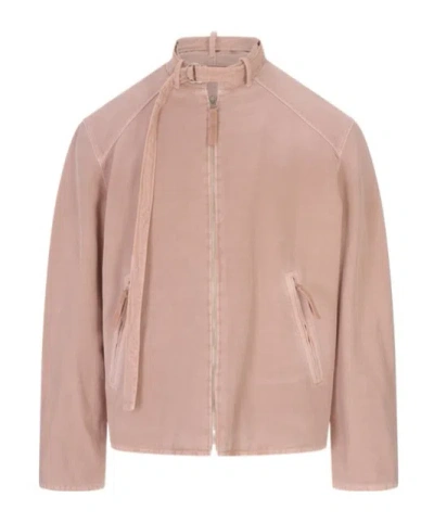 Marni Buckle-fastening Mock-neck Jacket In Brown
