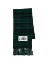 Marni Check-pattern Virgin Wool And Alpaca-blend Scarf With Logo Patch In Green
