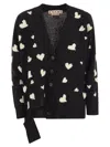 Marni Heart-print V-neck Cardigan In Black